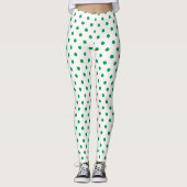 Chic White Green Polka Dot Pattern Leggings (Vorderseite)