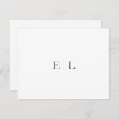 Chic White Green Wedding Monogram Note Card Mitteilungskarte (Vorne/Hinten)