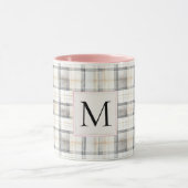 Chic White Grey Plaid Stripes Monogram Tasse (Zentrum)
