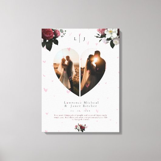 Chic White Heart gestaltetes Foto speziell für Paa Leinwanddruck (Vorderseite)