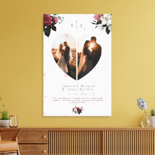 Chic White Heart Shaped Foto Collage für ein Paar Leinwanddruck (Insitu (Wohnzimmer))