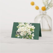 Chic White Hydrangea und Butterfly Wedding Table Platzkarte (Rückseite)