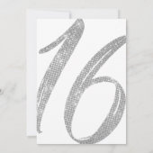 Chic White Imitats Silver Sequin Glitzer Sweet 16 Einladung (Rückseite)