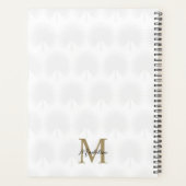 Chic White Ivory Gold Anahaw Leaf Script Monogram Planer (Rückseite)