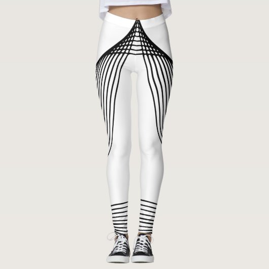 "Chic White Leggings with Bold Black Lines" (Vorderseite)