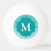 Chic White Leopard Spots on Turquoise Monogram Tischtennisball (Rückseite)
