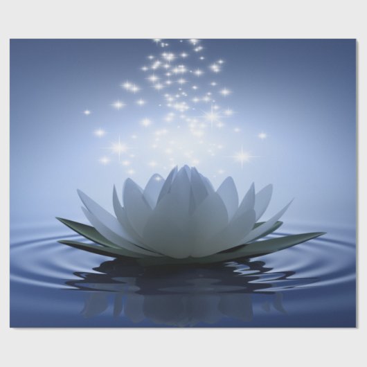 Chic White Lotus Blue Geschenkpapier (Flach)