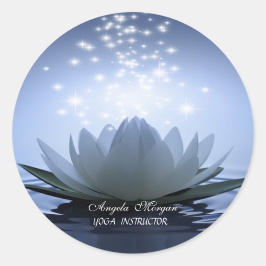 Chic White Lotus Blue Runder Aufkleber (Vorderseite)
