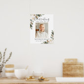 Chic White Magnolia Foto Beerdigung Gedenkstätte Poster (Küche)