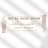 Chic White Marble Agate Rose Gold Business Banner