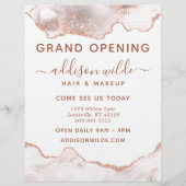 Chic White Marble Agate Rose Gold Glitzer Business Flyer (Vorne)