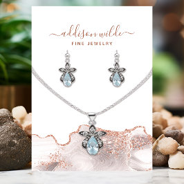 Chic White Marble Agate Rose Gold Glitzer Juwelen Visitenkarte