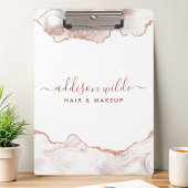 Chic White Marble Agate Rose Gold Glitzer Klemmbrett