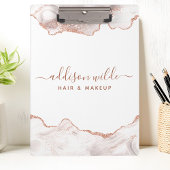 Chic White Marble Agate Rose Gold Glitzer Klemmbrett