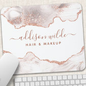 Chic White Marble Agate Rose Gold Glitzer Mousepad