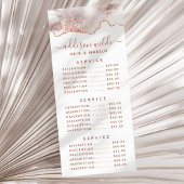 Chic White Marble Agate Rose Gold Glitzer Rack Car Werbekarte