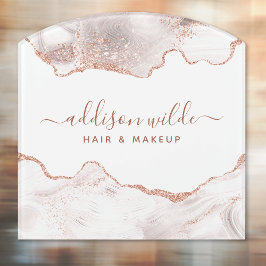 Chic White Marble Agate Rose Gold Glitzer Türschild
