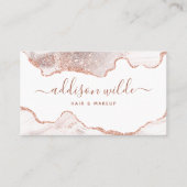 Chic White Marble Agate Rose Gold Glitzer Visitenkarte (Vorderseite)