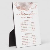 Chic White Marble Agate Rose Gold Price Menü Fotoplatte (Seite)