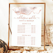 Chic White Marble Agate Rose Gold Service Preis Menükarte