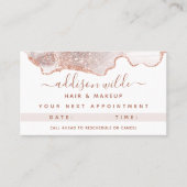 Chic White Marble Agate Rose Gold Terminkarte (Vorderseite)