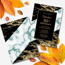 Chic White Marble Gold Foil Paint Texture Birthday