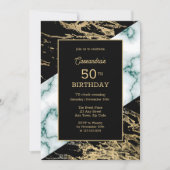 Chic White Marble Gold Foil Paint Texture Birthday Einladung (Vorderseite)