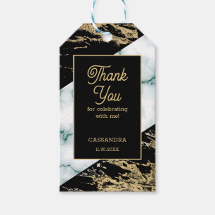 Chic White Marble Gold Foil Paint Texture Birthday Geschenkanhänger