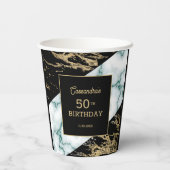Chic White Marble Gold Foil Paint Texture Birthday Pappbecher (Rückseite)