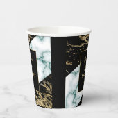 Chic White Marble Gold Foil Paint Texture Birthday Pappbecher (Links)