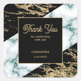 Chic White Marble Gold Foil Paint Texture Birthday Quadratischer Aufkleber