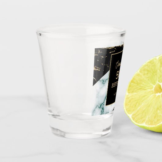 Chic White Marble Gold Foil Paint Texture Birthday Schnapsglas (Links)