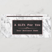 Chic White Marble Rose Gold Geschenkgutschein (Vorne/Hinten)