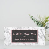 Chic White Marble Rose Gold Geschenkgutschein (Stehend Vorderseite)