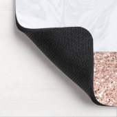Chic White Marble Rose Gold Glitzer Elegante Mousepad (Ecke)