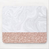Chic White Marble Rose Gold Glitzer Elegante Mousepad (Vorne)