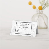 Chic White Marble Tischnummer - Sitzname Platzkarte (Vorderseite)
