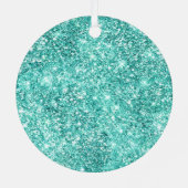 Chic White Mint Christmas Tree Glitzer Ornament Aus Metall (Rückseite)