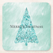 Chic White Mint Christmas Tree Glitzer Rechteckiger Pappuntersetzer (Vorderseite)