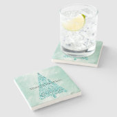 Chic White Mint Christmas Tree Glitzer Steinuntersetzer (Seitenansicht)