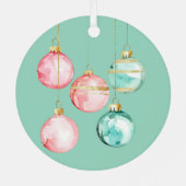 Chic White Mint Pink Gold Weihnachtsschmuck (Rückseite)