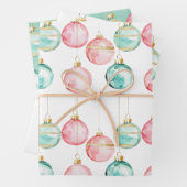 Chic White Mint Pink Gold Weihnachtsschmuck Geschenkpapier Set (Beispiel)