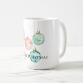 Chic White Mint Pink Gold Weihnachtsschmuck Kaffeetasse (VorderseiteRechts)