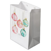 Chic White Mint Pink Gold Weihnachtsschmuck Mittlere Geschenktüte (Rückseite Schrägansicht)