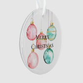 Chic White Mint Pink Gold Weihnachtsschmuck Ornament (Vorderseite)
