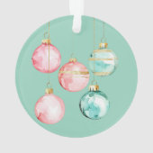 Chic White Mint Pink Gold Weihnachtsschmuck Ornament (Rückseite)