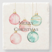 Chic White Mint Pink Gold Weihnachtsschmuck Steinuntersetzer (Vorderseite)