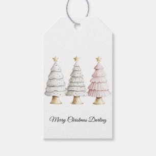 Chic White Mint Pink Weihnachtsbaumen Geschenkanhänger