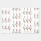 Chic White Mint Pink Weihnachtsbaumen Geschenkpapier Set (Vorderseite)