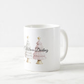 Chic White Mint Pink Weihnachtsbaumen Kaffeetasse (VorderseiteRechts)